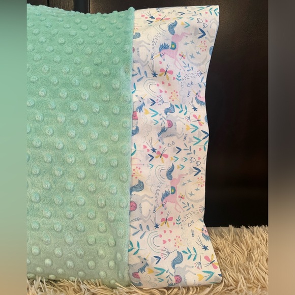 Unicorn and Seafoam Green Textured Minky Dot Pillowcase standard size - Picture 2 of 6